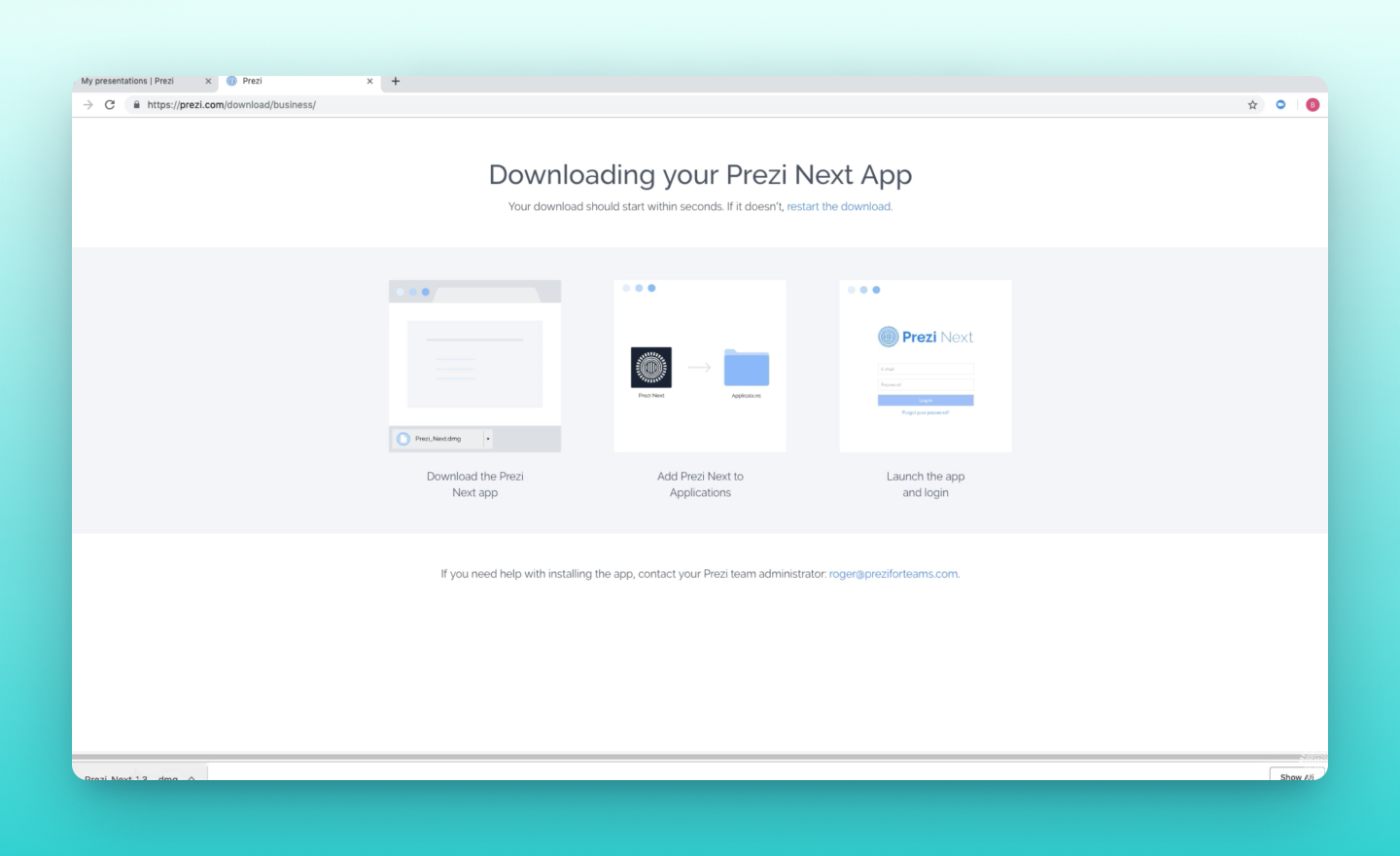 how to download and install the Prezi Present desktop app